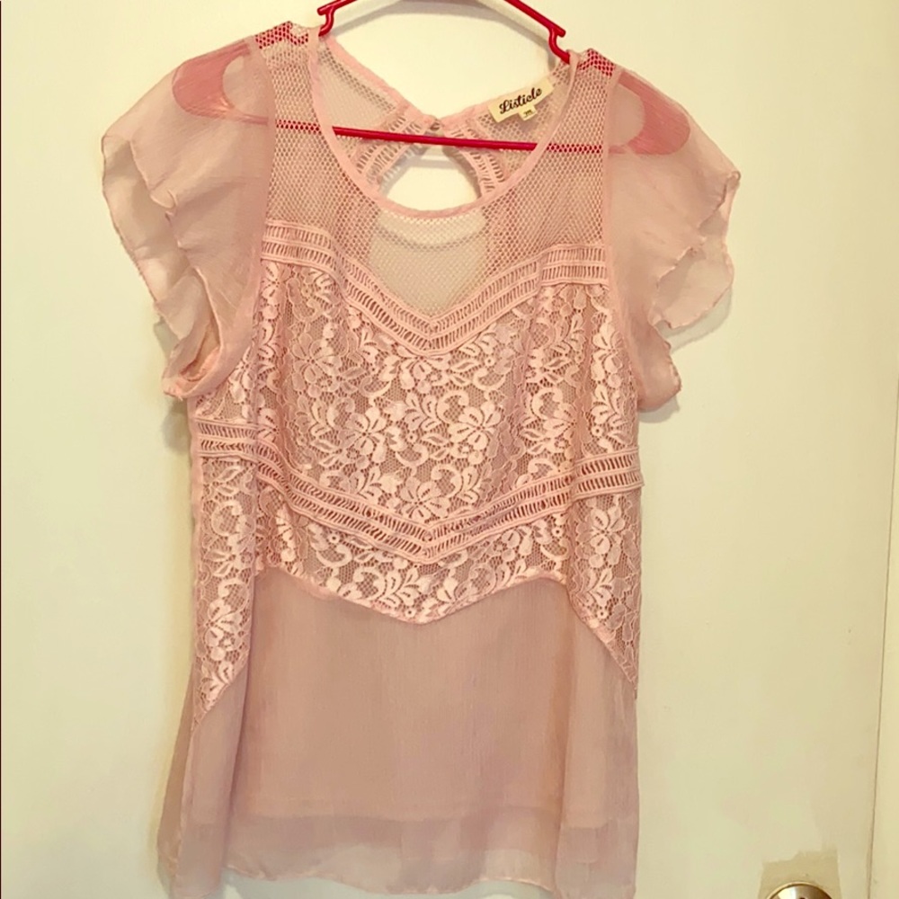 Soft pink lace top
